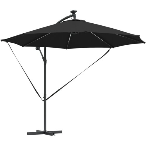 VidaXL Samostojeći banana suncobran Crna 294 x 294 x 248 cm Slike