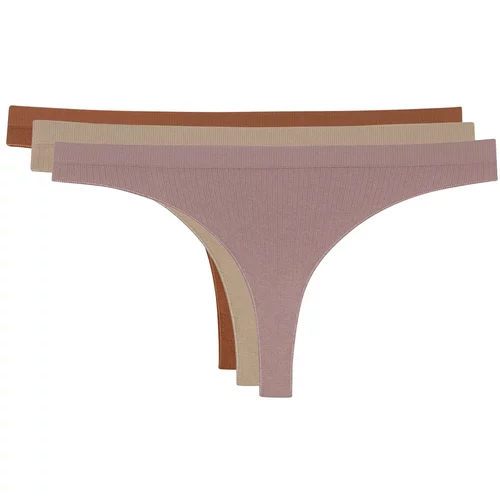 LOS OJOS 3 Pieces Ribbed Seamless Thong Panties