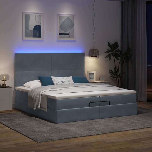 VidaXL okvir kreveta s madracima tamnosivi 200x200cm bar&amp;scaron;unasti Slike