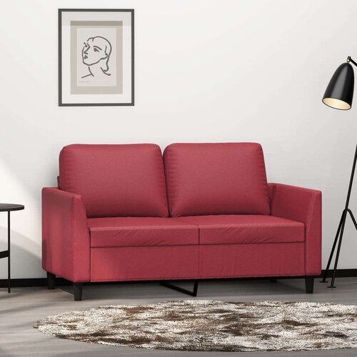  Kavč dvosed vinsko rdeč 120 cm umetno usnje Cene