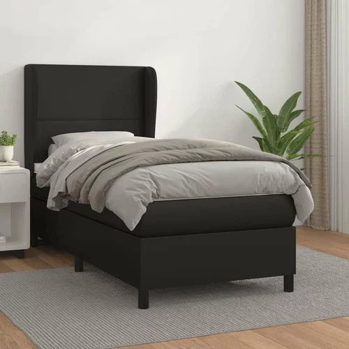  Box spring postelja z vzmetnico črn 90x190 cm umetno usnje, (20790235)