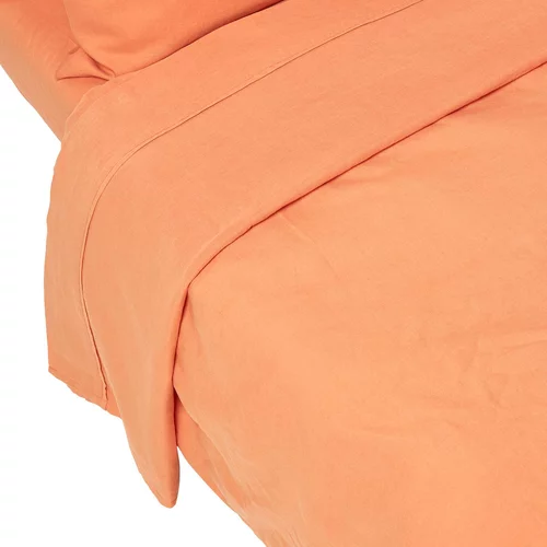 HOMESCAPES ploska rjuhasto oranžna lanena rjuha, 240x275 cm, (20750681)