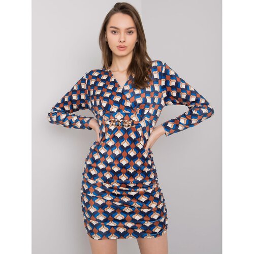 Fashion Hunters Light brown pleated velor dress Slike