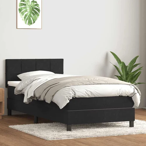 vidaXL Box spring postelja z vzmetnico črna 80x220 cm žamet