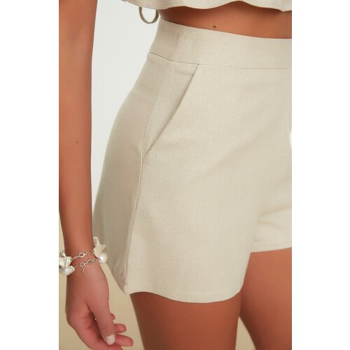 Trendyol Beige Linen Look Shorts & Bermuda siva | braon | krem Cene