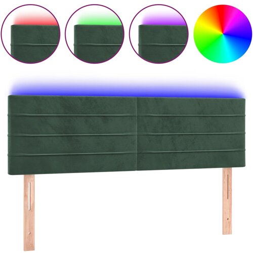Maison Chic led posteljno vzglavje - vzglavna omarica - nočna omarica temno zeleno 144x5x78/88 cm žamet, (21712202) Slike