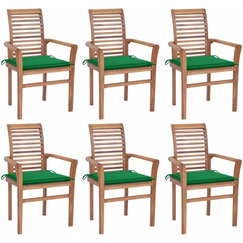  Blagovaonske stolice sa zelenim jastucima 6 kom od tikovine