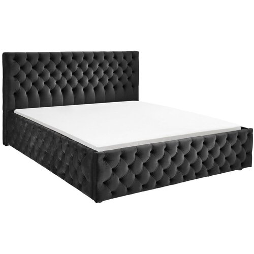 CARRYHOME OBLAZINJENA POSTELJA 200 cm x 180 cm , tekstil črna Cene