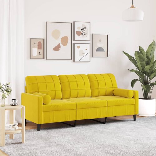 vidaXL Trosjed s ukrasnim jastucima žuti 180 cm baršunasti Cijene