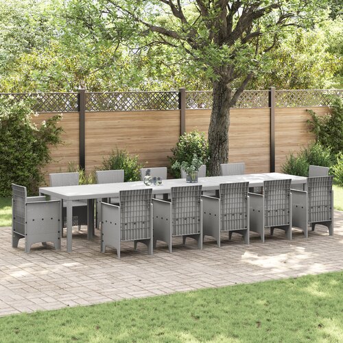 VidaXL Vrtni Stol Svjetlosiva 400 x 100 x 73 cm Poli Ratan Slike
