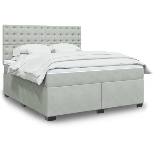 VidaXL Box spring postelja z vzmetnico svetlo siva 180x200 cm žamet Slike
