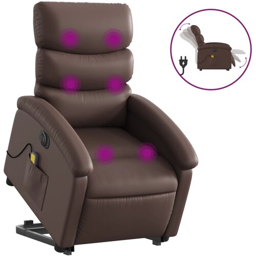 Maison Chic Električni masažni stol - Relax naslanjač s funkcijo vstajanja rjavo umetno usnje, (22042530) Cene
