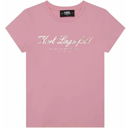 Karl Lagerfeld Otroška kratka majica roza barva