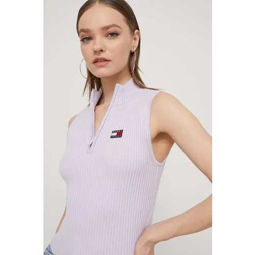 Tommy Jeans Top ženski, vijolična barva