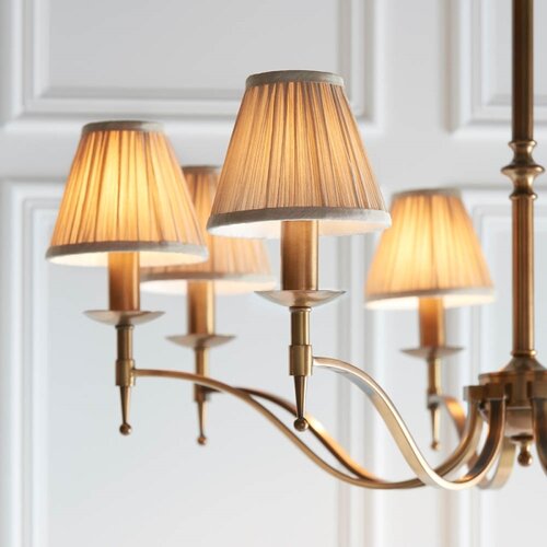 Endon 63629 - Luster na lancu STANFORD 8xE14/40W/230V mesing/bež Slike