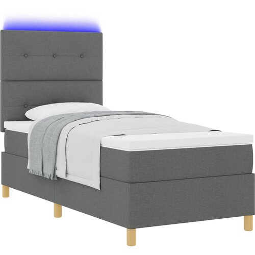 vidaXL Box Spring Krevet s Madracem i LED-om Tamno Siva 100x200 cm Tkanina Cijene
