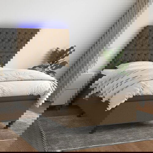  The Living Store Box spring postelja z vzmetnico LED temno rjava 90x190 cm blago - Box Spring Postelja, (21516240) Slike