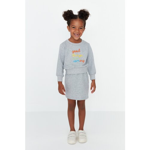 Trendyol Gray Basic Girl Knitted Top-Top Set Slike