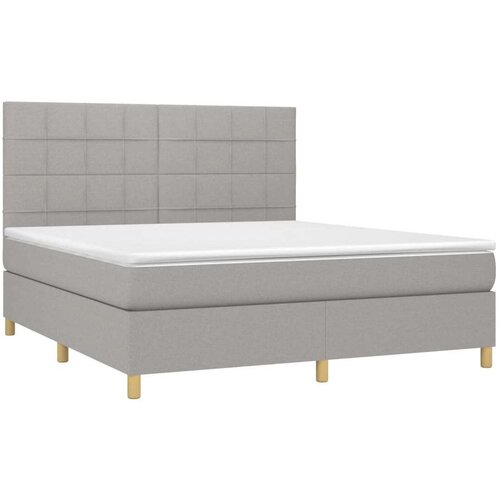  Box spring s madracem LED svjetlosivi 180x200 cm tkanina Slike