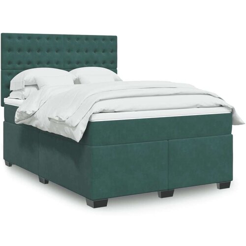  Box spring postelja z vzmetnico temno zelena 140x200 cm žamet, (21310469) Cene