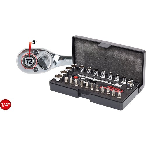 Ks Tools Komplet natičnih ključev 1/4&amp;#039;&amp;#039; CHROMEplus, 26 kosov, Flank Traction Slike