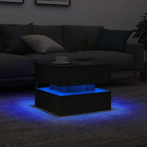 vidaXL Klubska mizica z LED lučkami črni hrast 50x50x40 cm Cene
