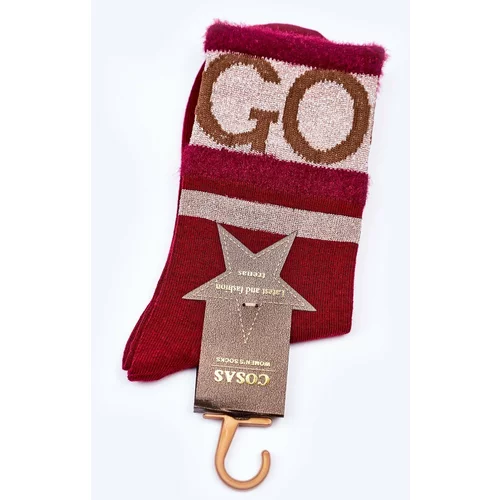Kesi Women's Cotton Socks GO-GO With Fur COSAS Burgundy