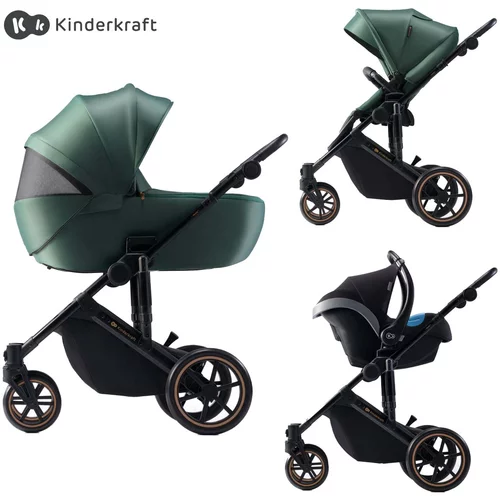 Kinderkraft select otroški voziček 3v1 prime™ 2 dark green + mink™ pro black