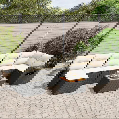 vidaXL 8-dijelni set vrtnih sofa od poliratana s jastucima crni Cijene