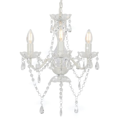 VidaXL Lestenec s kroglicami bel okrogel 3 x E14, (20770081) Slike