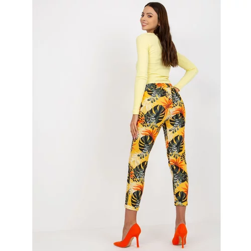 Fashion Hunters Yellow patterned cotton sweatpants