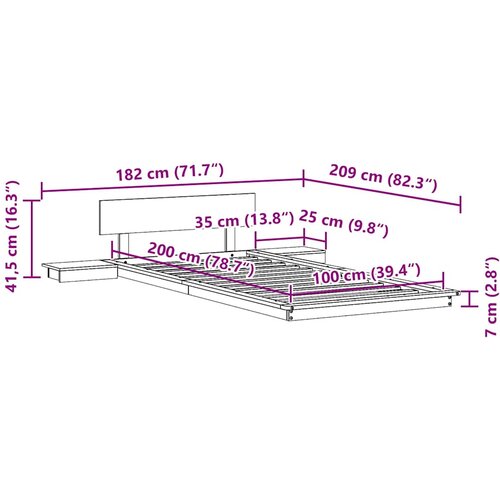  Krevetna konstrukcija s pohranom Bijelo 100 x 200 cm boja drva Slike