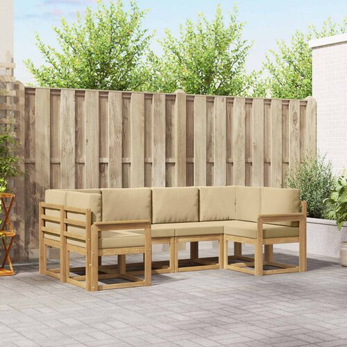  Set vanjskih sofa 6 kom. Bijela i bež Smeđa 245 x 128,5 x 73 cm Cene