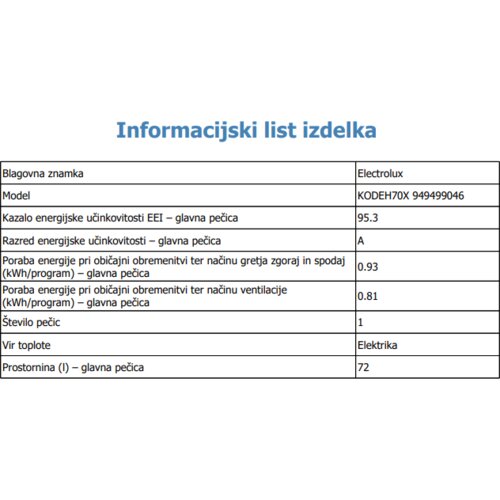 Electrolux KODEH70X vgradna pečica Slike