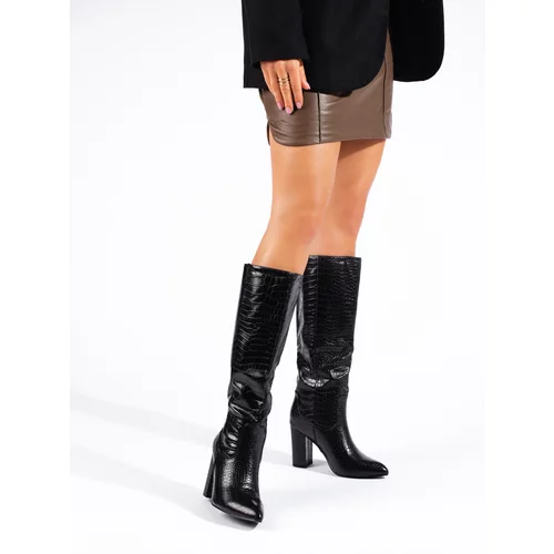 SHELOVET Women's black high-heeled boots