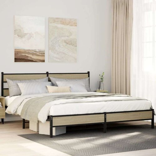 VidaXL metalni okvir kreveta bez madraca boja hrasta sonome 180x200 cm Slike