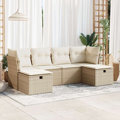 VidaXL 6-dijelni set vrtnih sofa s jastucima bež od poliratana Slike