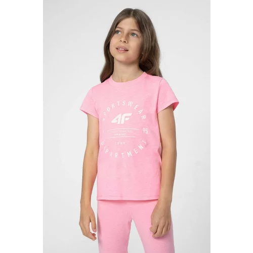 4f Otroška bombažna kratka majica roza barva