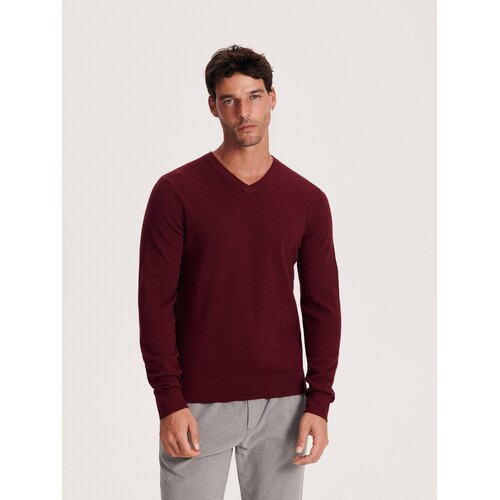 Reserved pulover z v-ovratnikom - burgundy Cene