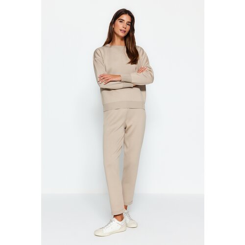 Trendyol Beige Sweater-Trousers Knitwear Two Piece Set Slike