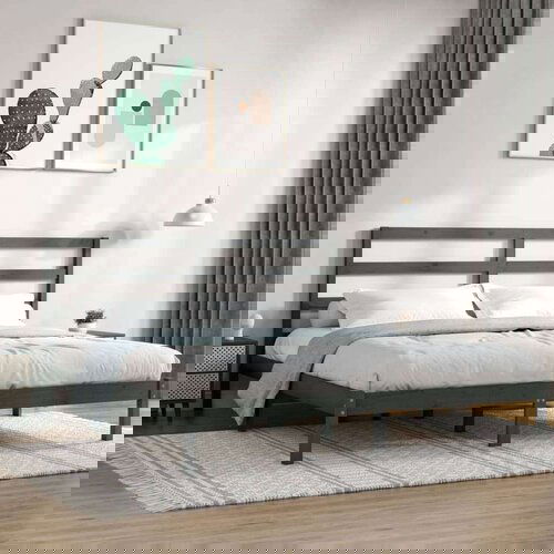  Posteljni okvir siv iz trdne borovine 200x200 cm, (20643779) Cene