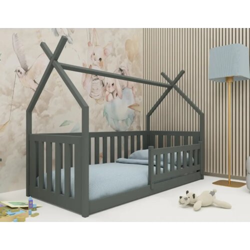 drveni dečiji krevet bodzio - grafit - 160/180x80 cm Slike
