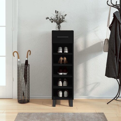 The Living Store Omarica za čevlje črna 30x35x105 cm inženirski les - Omarica Za Čevlje, (21430891) Slike