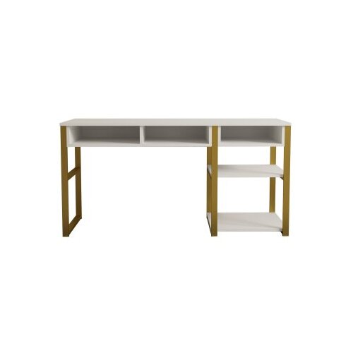 Woody Fashion Hanah kućni radni sto 150x75,8x58,4 cm Bijelo-zlatna boja Slike