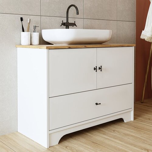 Hanah home kupatilski ormarić sa lavaboom 2381, 99,5 cm, mat beli Cene