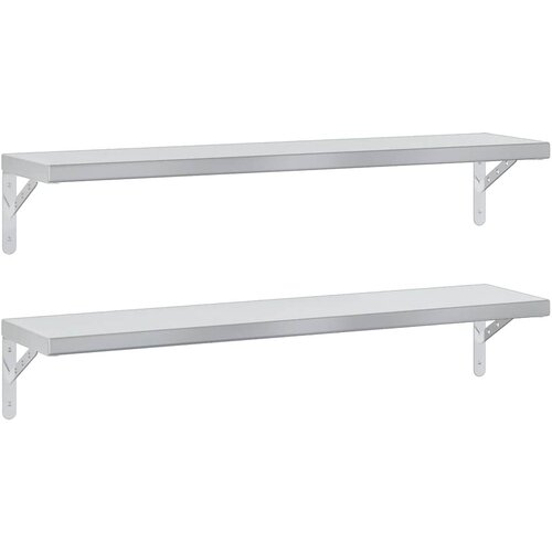 Maison Chic 2 kosi Stenske Police - Viseče police 100x23,5 cm srebrna nerjaveče jeklo, (21758759) Cene