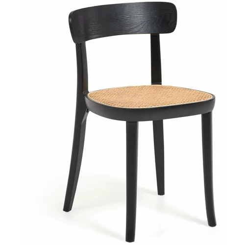 Kave Home Jedilni stol iz črnega bukovega lesa Romane