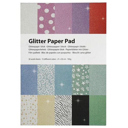 Glitter papir u boji A4 - set 30 kom (Dekorativni papir) Slike