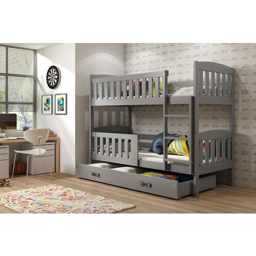 BestBed KREVET NA KAT KUBUS 200X90 S LADICOM (VIE BOJA) - GRAFIT-grafit Slike