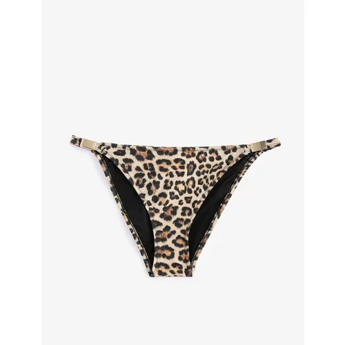 Koton Leopard Patterned Bikini Bottom with Metal Accessories